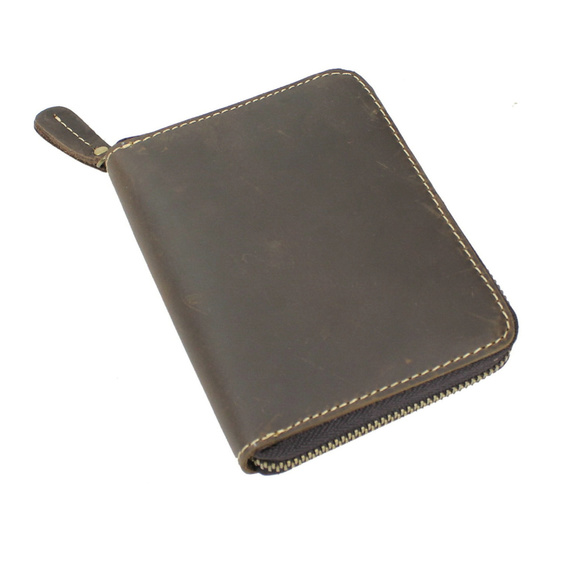 Cowhide Leather Medium Zipper Wallet B35DD
